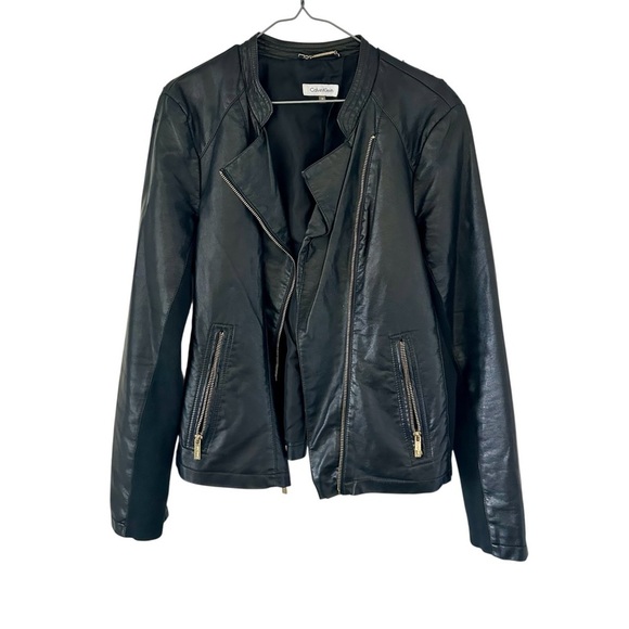 Calvin Klein Jackets & Blazers - Calvin Klein Women's Leather Jacket in Black Zize M